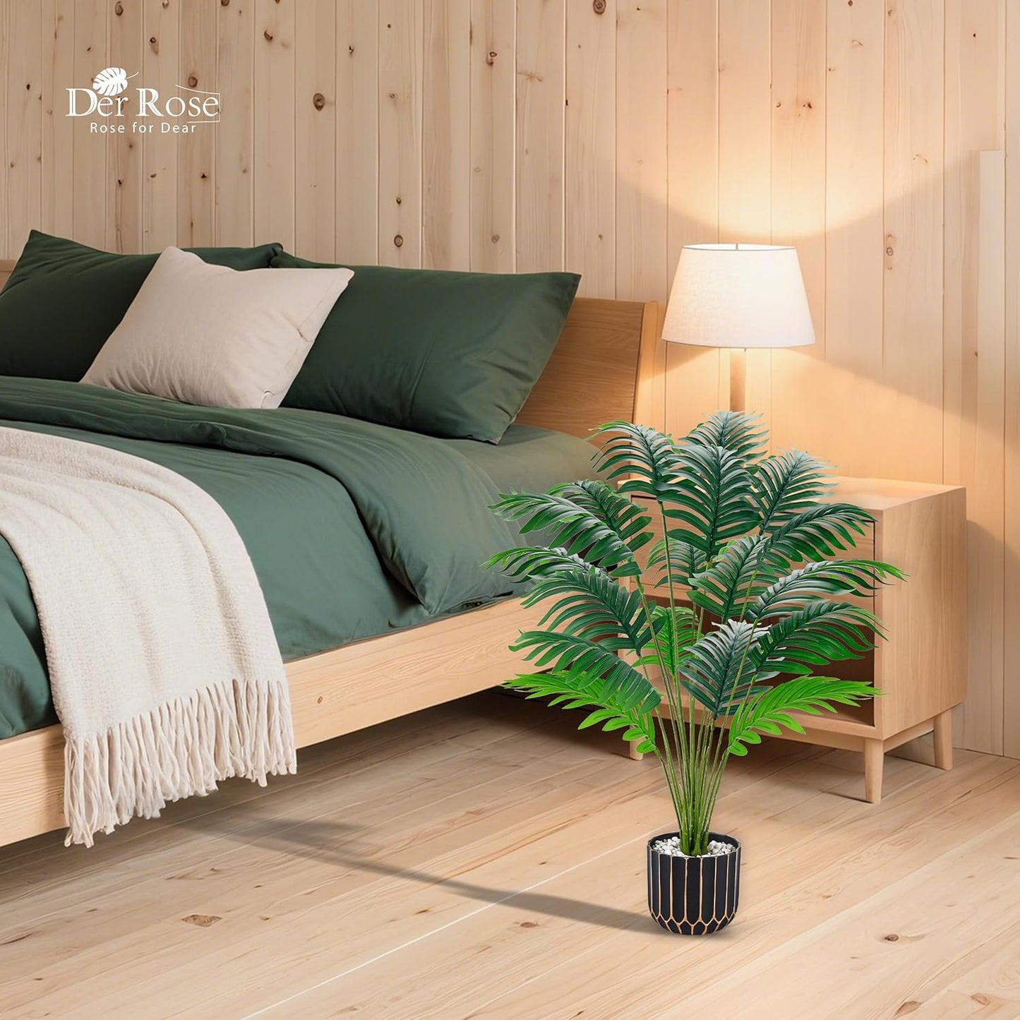 28" Fake Palm Tree Large Artificial Potted Plants Indoor for Home Porch Patio Living Room Bathroom Outdoor Decor