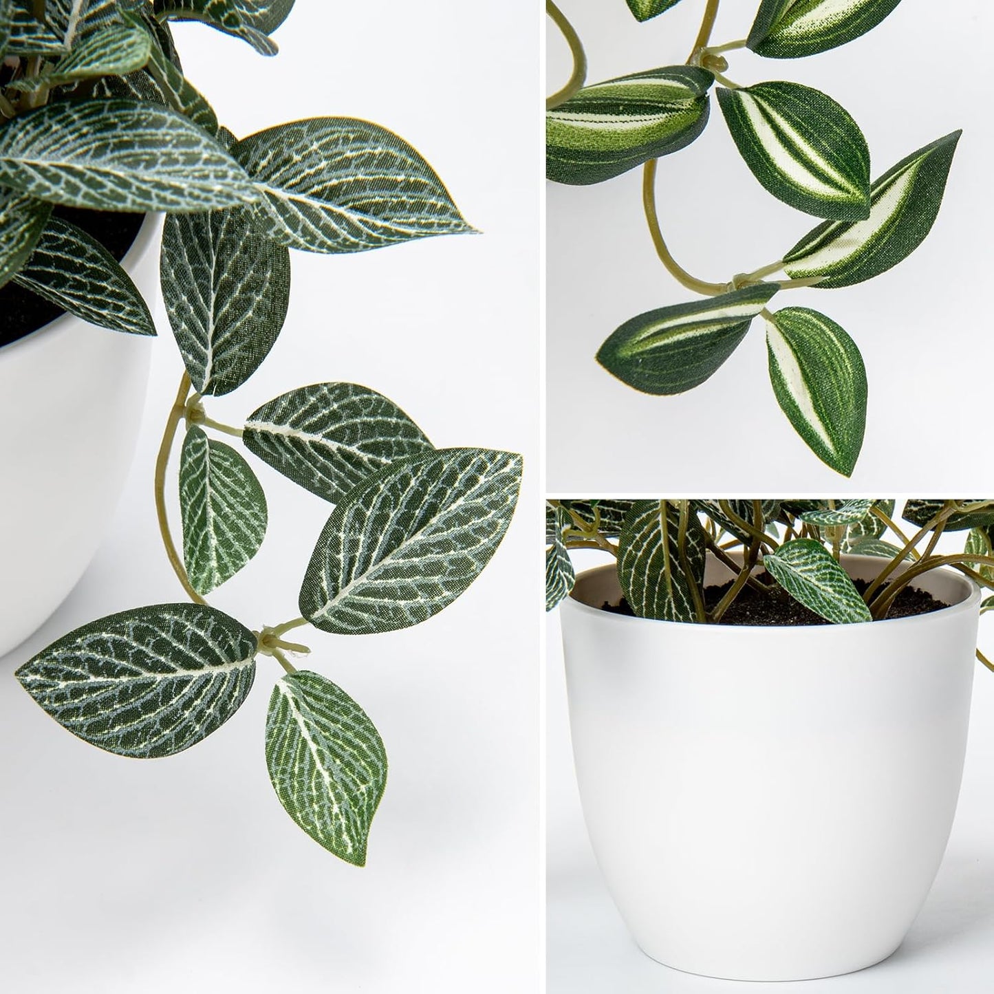 Fake Plants 2 Packs Artificial Plants Indoor Faux Plants with White Plastic Pot Small Fake Potted Plant for Home Aesthetic Living Room Bathroom Desk Shelf Office Decor