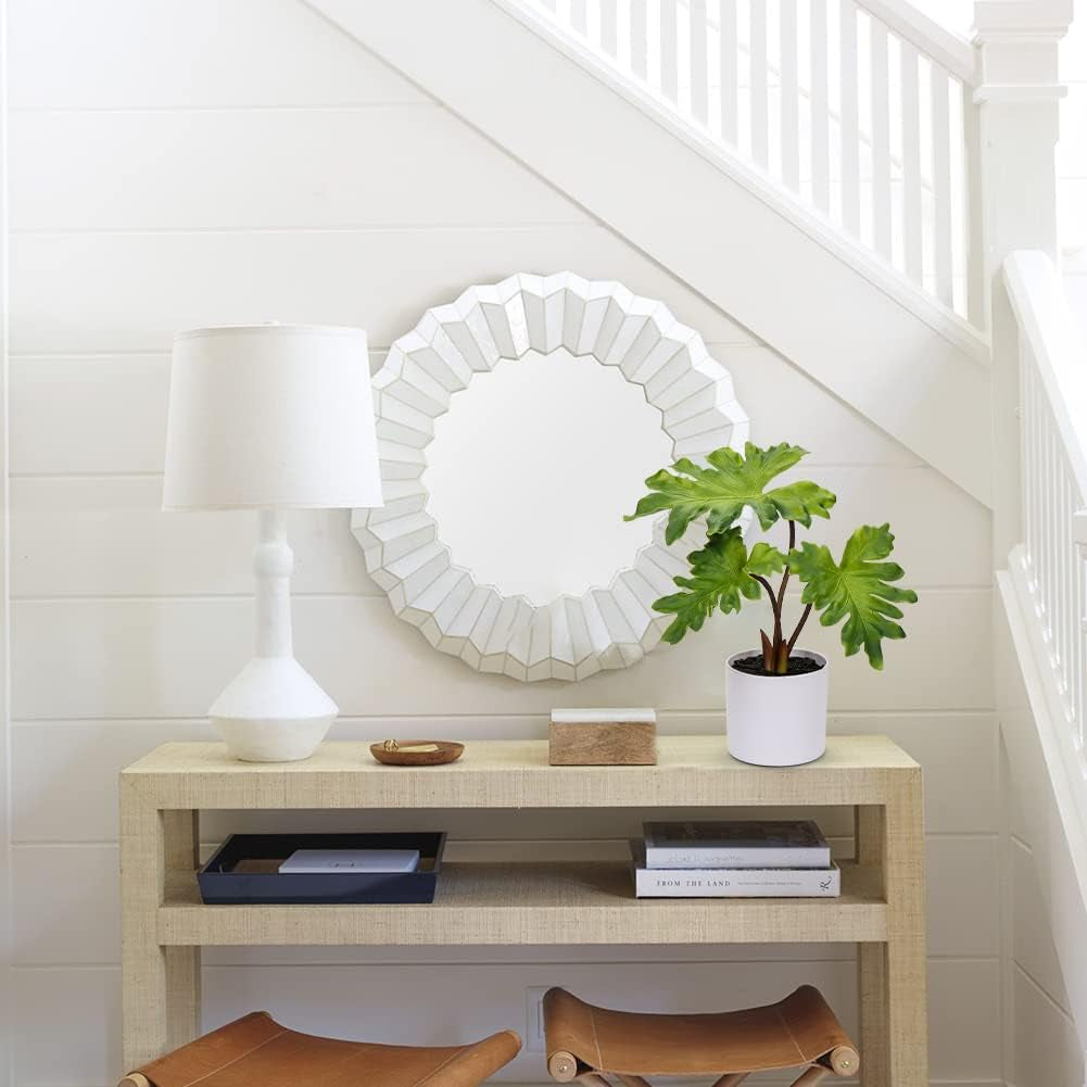 Fake Plants Set of 2 Artificial Potted Plants Faux Plants Begonia Plants in White Pots Real Touch Leaves for Office Table Desk Shelf Bathroom Bedroom Greenery Decoration Home Indoor Decor