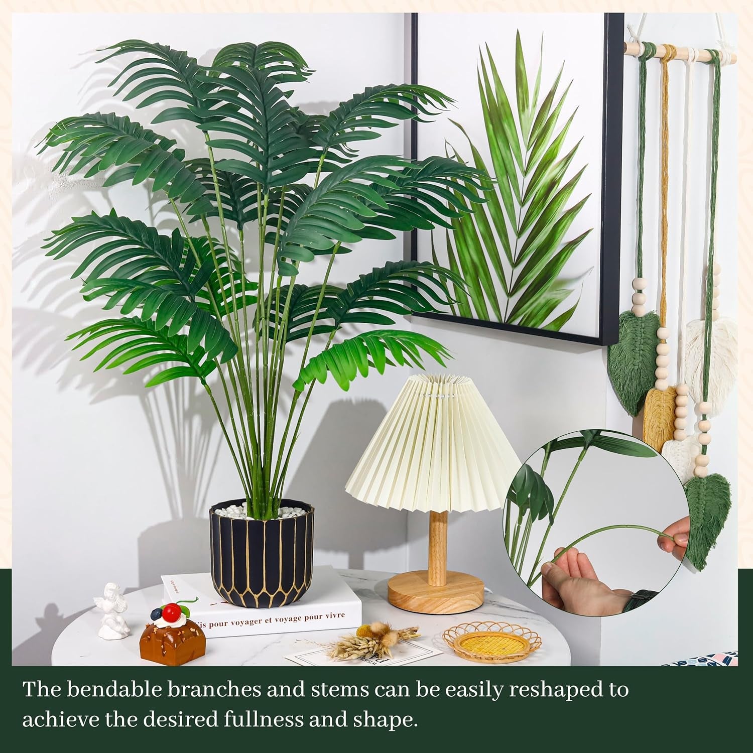 28" Fake Palm Tree Large Artificial Potted Plants Indoor for Home Porch Patio Living Room Bathroom Outdoor Decor