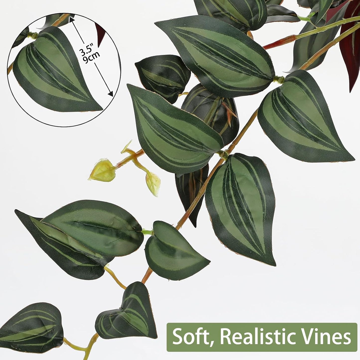 Fake Plants Artificial Potted Plants 20 Inch Faux Peperomia Ivy Vine Plant Hanging Plant for Home Office Desk Shelf Indoor Outdoor Decor