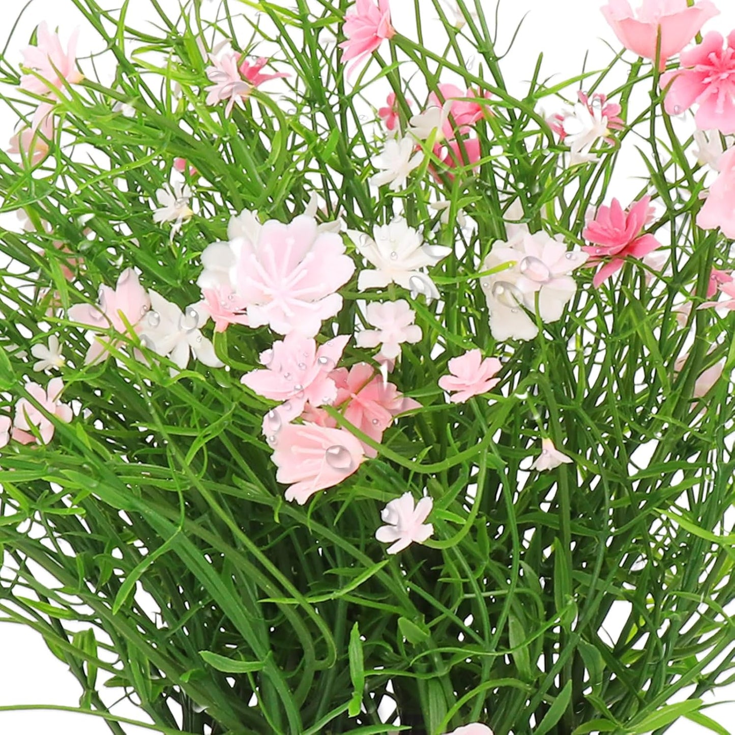 Artificial Babys Breath Potted Fake Plants with Flowers Faux Plants Indoor for Home Office Bookshelf Table Room Decor (Pink)