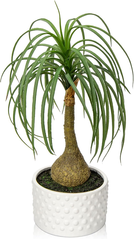 Fake Plants Artificial Potted Plants Artificial Ponytail Palm Plant in Pots Faux Bonsai Plants for Office Table Desk Shelf Bathroom Bedroom Greenery Decoration Room Indoor Home Decor