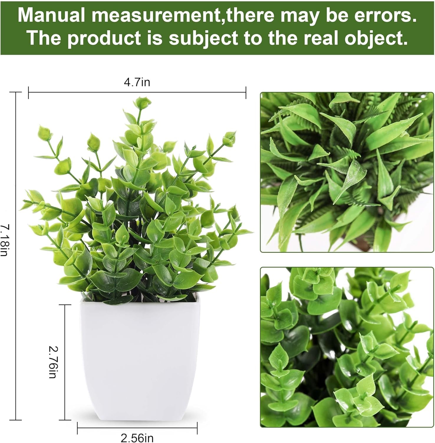2 Pack Small Fake Plants Mini Artificial Potted Plants for Table Desk Home Bathroom Office Decor