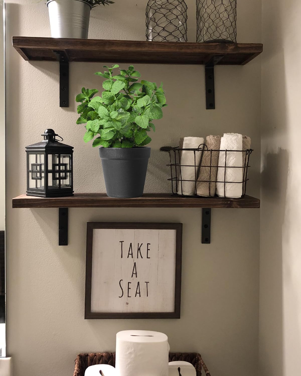 Small Fake Plants Mint Artificial Potted Plants for Home Office Bathroom Shelf Farmhouse Coffee Table Decor (Green)