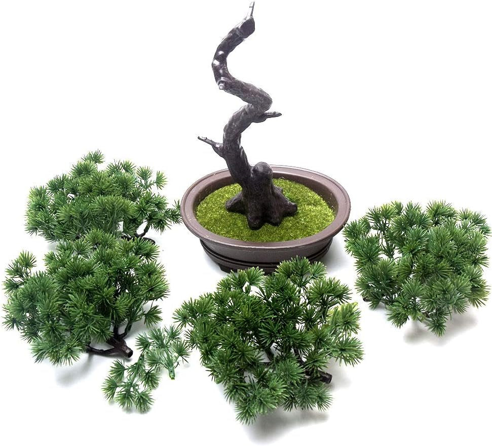 Artificial Bonsai Pine Tree, Plastic Simulation Potted Plant DIY Decorative Bonsai, Desk Display Fake Tree Pot Ornaments Home Office Bedroom Living Room Farmhouse Decorations(Style 3)