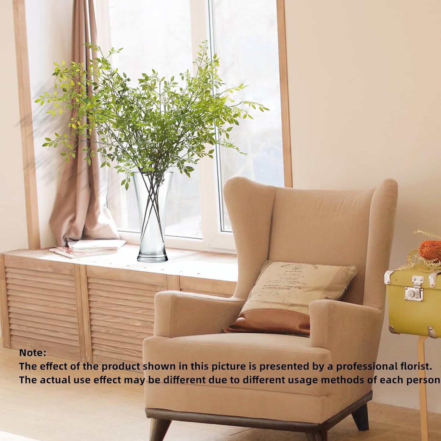 Artificial Plants,2Pcs 43.3" Green Nandina Faux Branches for Vase,Artificial Plants for Shop Garden Office Home Décor