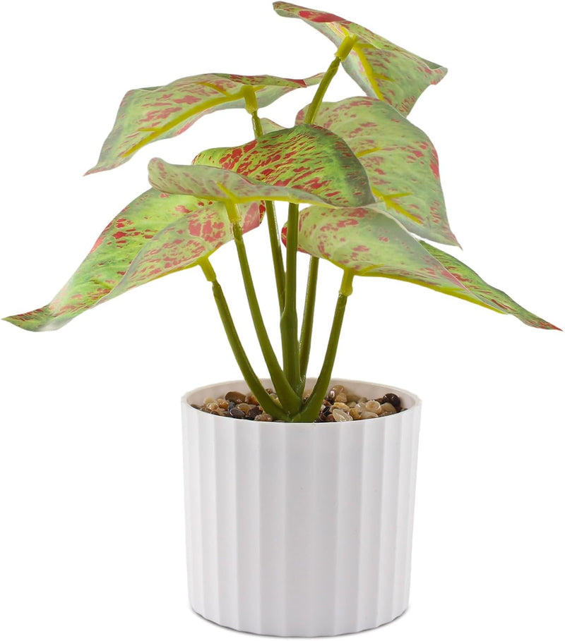 1Pc Realistic Artificial Plants Small Potted Fake Greenery Leaf for Home Kitchen Table Centerpieces Office Shelf Desk Ledge Decor
