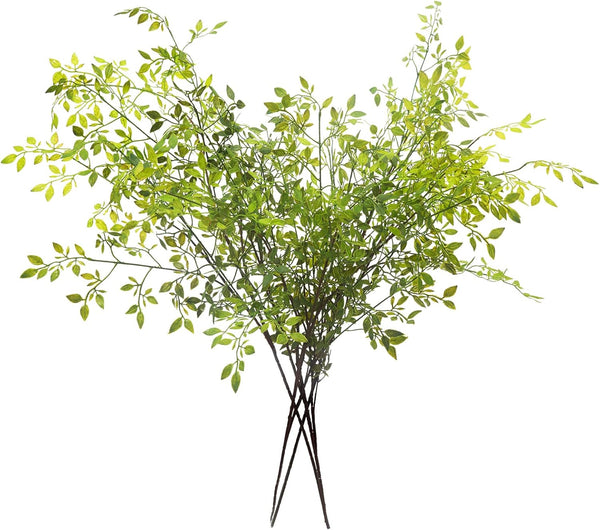 Artificial Plants,4Pcs 43.3" Green Nandina Faux Branches for Vase,Artificial Plants for Shop Garden Office Home Décor (4, Green Nandian)