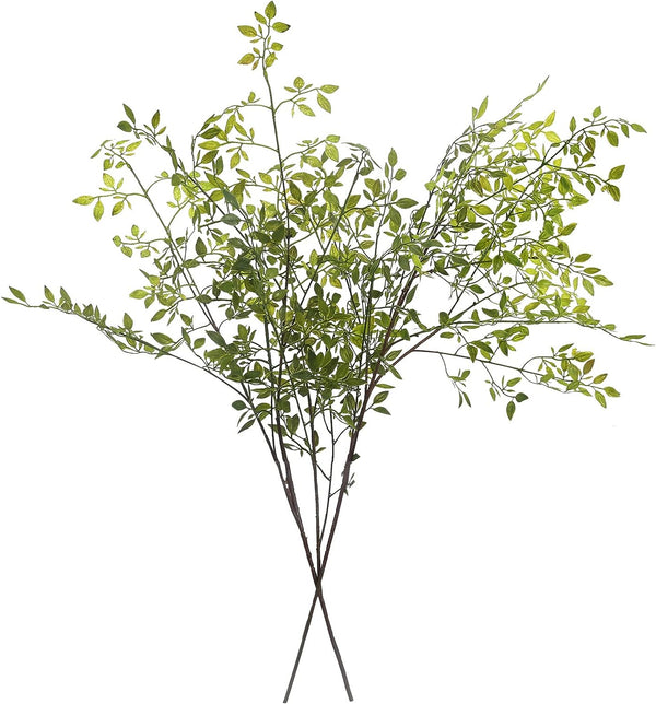 Artificial Plants,2Pcs 43.3" Green Nandina Faux Branches for Vase,Artificial Plants for Shop Garden Office Home Décor